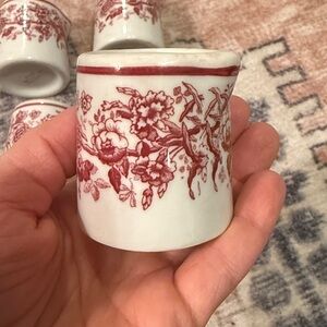 Shenango China Restaurant Red Avon Floral Pattern Mini Creamer Set of Four